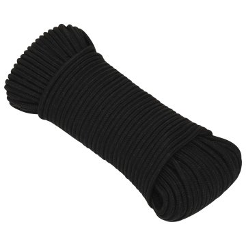 Vidaxl Večnamenska vrv 4 mm 25 m Črna Poliester