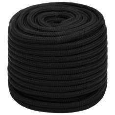 Vidaxl Večnamenska vrv 16 mm 100 m Črna Poliester