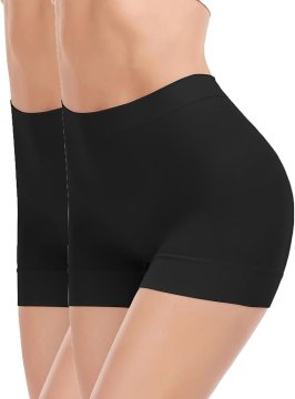 Oblikovalne hlačke za ženske Tummy Control s nogavicami 2 kosa črne brezšivne visok pas elastične lahke dihajoče zglajena silhueta velikost L