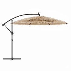 Vidaxl Vrtni senčnik z LED in z jeklenim drogom rjav 246x246x230 cm