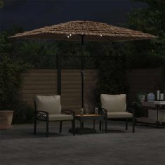 Vidaxl Vrtni senčnik z LED in z jeklenim drogom rjav 300x200x250 cm