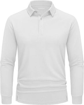 Moška polo majica z dolgimi rokavi Hitro sušeča športna majica za tek golf trekking kolesarjenje Dihajoča tkanina odvaja vlago lahka Klasičen krog s tremi gumbi Bela 3XL