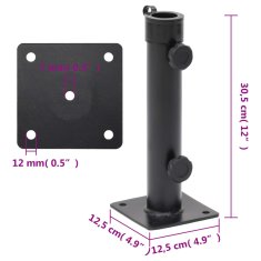 Vidaxl Podstavek za senčnik za Ø38/48 mm drog mat črno jeklo