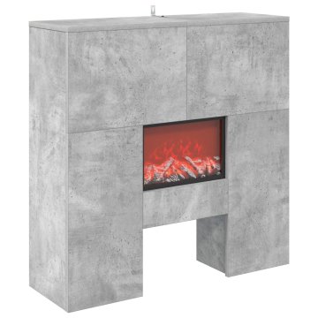 Vidaxl Električni kamin Beton 75 x 24,5 x 75 cm Inženirski les