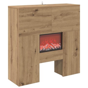 Vidaxl Električni kamin Artisan hrast 75 x 24,5 x 75 cm Inženirski les