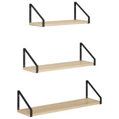 Vidaxl Stenske police 3 kos Sonoma hrast 60 x 16 x 15,5 cm
