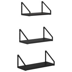 Vidaxl Stenske police 3 kos Črni hrast 40 x 16 x 15,5 cm