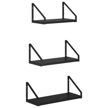 Vidaxl Stenske police 3 kos Črni hrast 40 x 16 x 15,5 cm