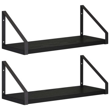 Vidaxl Stenske police 2 kos Črni hrast 40 x 16 x 15,5 cm