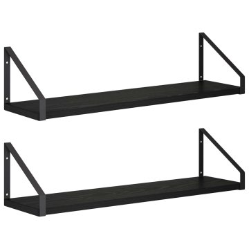 Vidaxl Stenske police 2 kos Črni hrast 60 x 16 x 15,5 cm