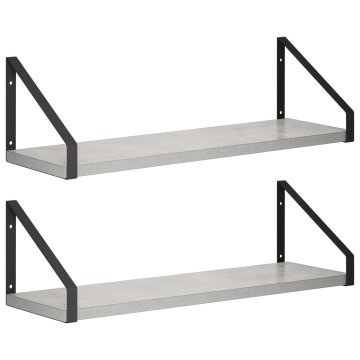 Vidaxl Stenske police 2 kos Betonsko siva 50 x 16 x 15,5 cm