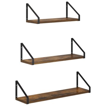 Vidaxl Stenske police 3 kos Dimljen hrast 60 x 16 x 15,5 cm