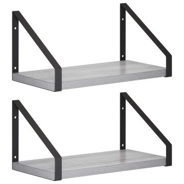 Vidaxl Stenske police 2 kos Siva Sonoma 30 x 16 x 15,5 cm