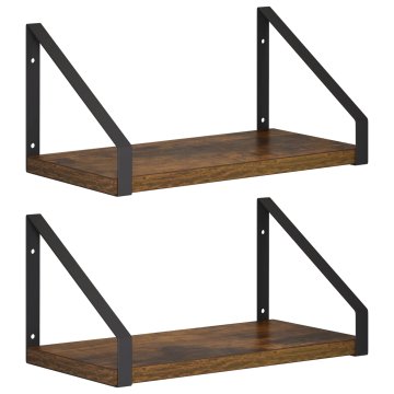 Vidaxl Stenske police 2 kos Dimljen hrast 30 x 16 x 15,5 cm
