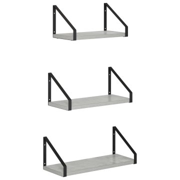 Vidaxl Stenske police 3 kos Betonsko siva 40 x 16 x 15,5 cm