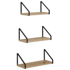 Vidaxl Stenske police 3 kos Artisan hrast 40 x 16 x 15,5 cm