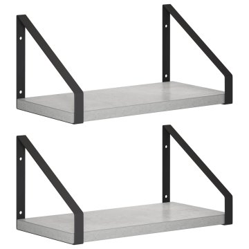 Vidaxl Stenske police 2 kos Betonsko siva 30 x 16 x 15,5 cm
