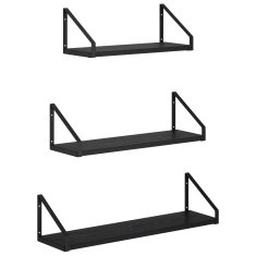 Vidaxl Stenske police 3 kos Črni hrast 60 x 16 x 15,5 cm
