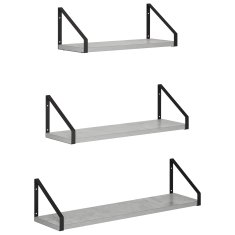 Vidaxl Stenske police 3 kos Betonsko siva 60 x 16 x 15,5 cm