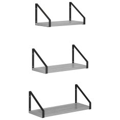 Vidaxl Stenske police 3 kos Siva Sonoma 40 x 16 x 15,5 cm