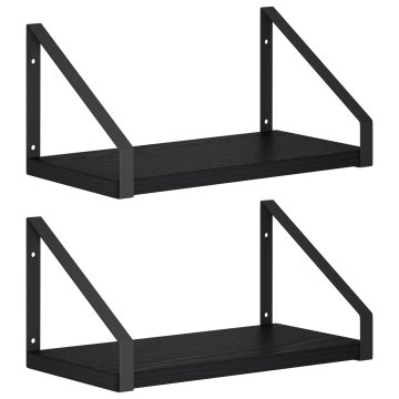 Vidaxl Stenske police 2 kos Črni hrast 30 x 16 x 15,5 cm