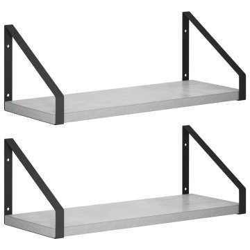 Vidaxl Stenske police 2 kos Betonsko siva 40 x 16 x 15,5 cm