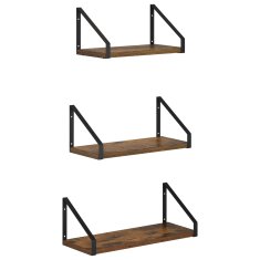 Vidaxl Stenske police 3 kos Dimljen hrast 40 x 16 x 15,5 cm