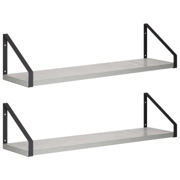Vidaxl Stenske police 2 kos Betonsko siva 60 x 16 x 15,5 cm