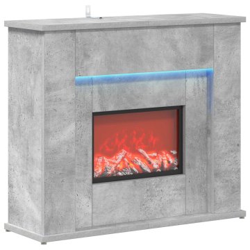 Vidaxl Kamin z LED-trakom Beton 63 x 20 x 54,5 cm Inženirski les