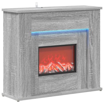 Vidaxl Kamin z LED-trakom Siva Sonoma 63 x 20 x 54,5 cm Inženirski les
