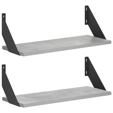 Vidaxl Stenske police 2 kos Betonsko siva 50 x 20 x 17 cm