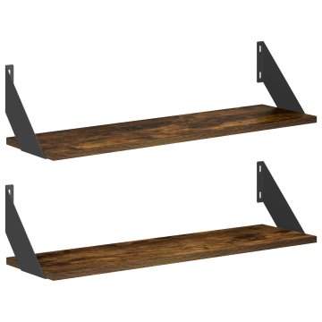 Vidaxl Stenske police 2 kos Dimljen hrast 70 x 20 x 17 cm