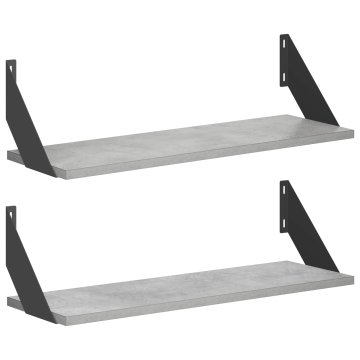 Vidaxl Stenske police 2 kos Betonsko siva 60 x 20 x 17 cm