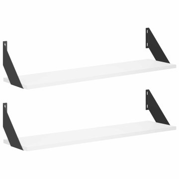 Vidaxl Stenske police 2 kos Bela 80 x 20 x 17 cm