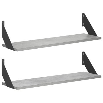 Vidaxl Stenske police 2 kos Betonsko siva 70 x 20 x 17 cm