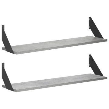 Vidaxl Stenske police 2 kos Betonsko siva 80 x 20 x 17 cm