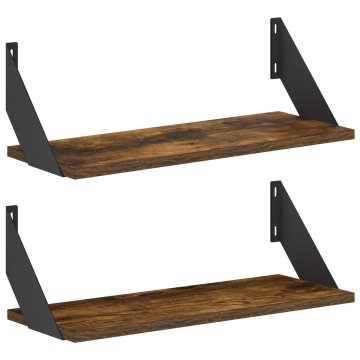 Vidaxl Stenske police 2 kos Dimljen hrast 50 x 20 x 17 cm