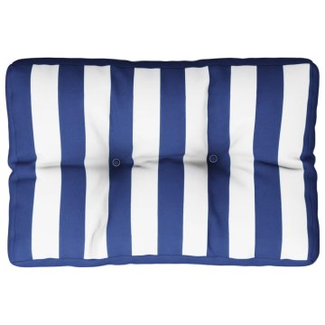 Vidaxl Blazina za palete modro bele črte 50x40x12 cm blago
