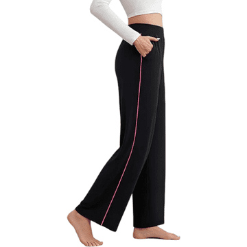 Ženske športne hlače jogger baggy visok pas z elastičnim pasom dva stranska žepa široke črne trenirke za jogo fitnes tek in casual stil velikost M