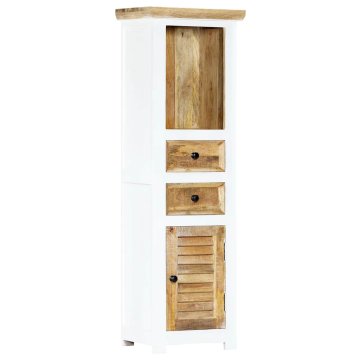 Vidaxl Visoka omarica bela in rjava 40x30x128 cm trden mangov les