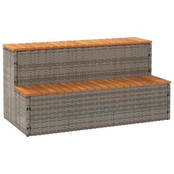 Vidaxl Korak za masažno kad siv 100x50x50,5cm poli ratan/trden akacija