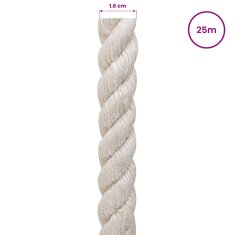 Vidaxl Vrv iz jute 16 mm Bela 100% Tossa jute