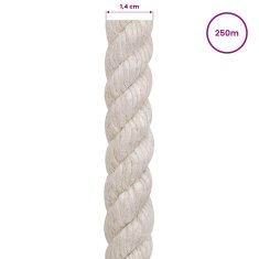 Vidaxl Vrv iz jute 14 mm Bela 100% Tossa jute