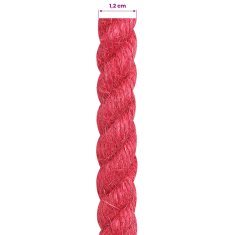 Vidaxl Vrv iz jute 12 mm Rdeča 100% Tossa jute