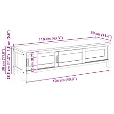 Vidaxl TV omarica 110 x 30 x 30 cm Trden tikov les Naravna