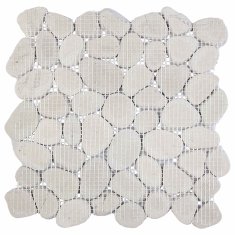 Vidaxl Pebble ploščice Bela 30 x 30 cm Rečni prod