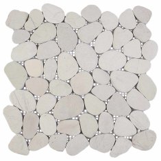 Vidaxl Pebble ploščice Bela 30 x 30 cm Rečni prod