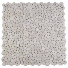 Vidaxl Pebble ploščice Bela 30 x 30 cm Rečni prod