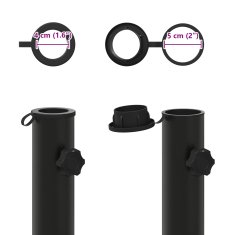 Vidaxl Osnova cev za dežnik 0,6 kg Črna elezo 40-50 mm