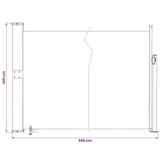 Vidaxl Zložljiva stranska tenda za teraso 140x500 cm rjava